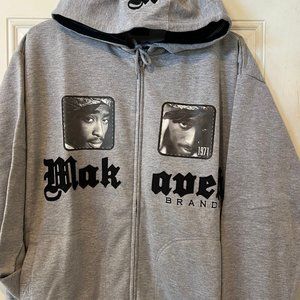 Tupac Makaveli Zip up Gray Hoodie - Official Makaveli Brand - Brand NEW with TAG